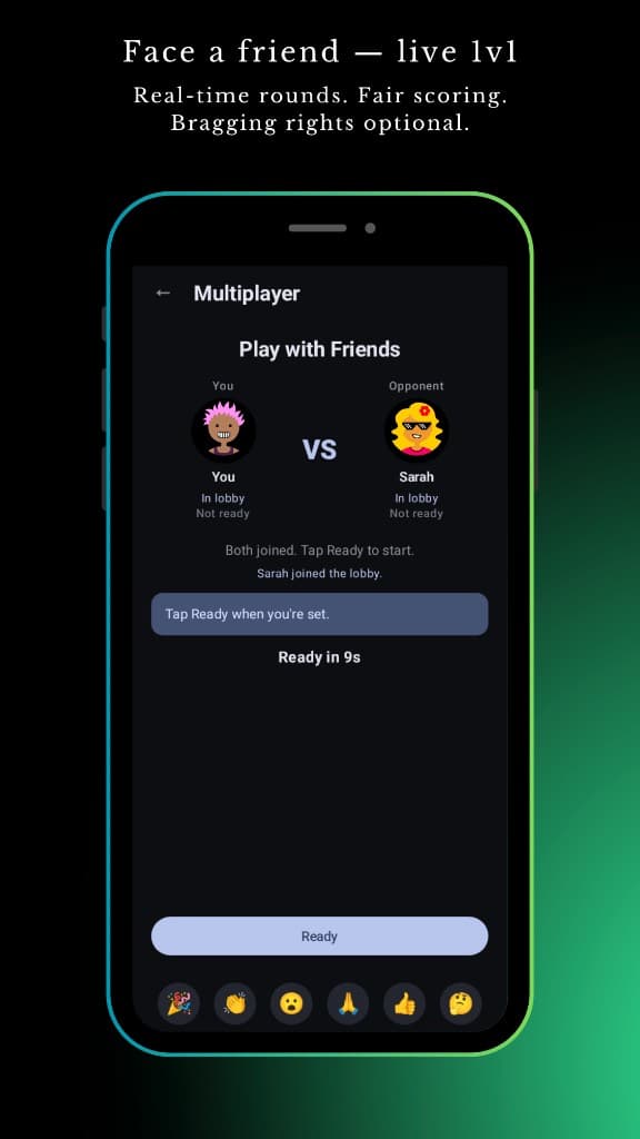 Multiplayer lobby showing two players before a versus match.
